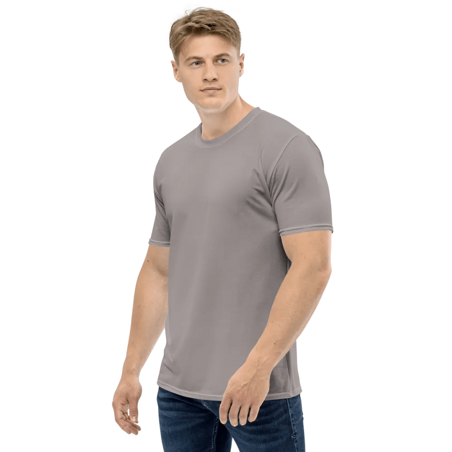 Plain Grey Soft Summer Men's Crewneck Polyester Heavyweight Premium T-Shirt by Treasure Pie product image (5)