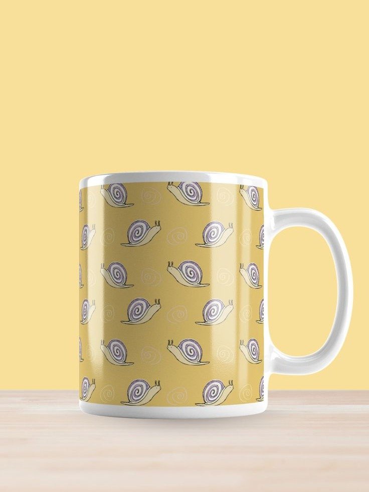 Snails Doodle Patterned Mug, Yellow product image (1)