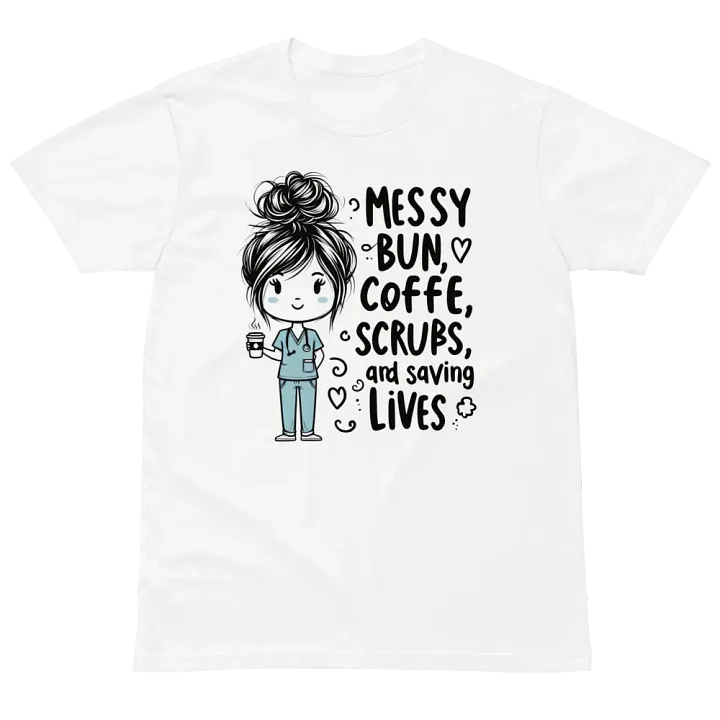 Messy Bun, Coffee, Scrubs & Saving Lives T-Shirt product image (2)