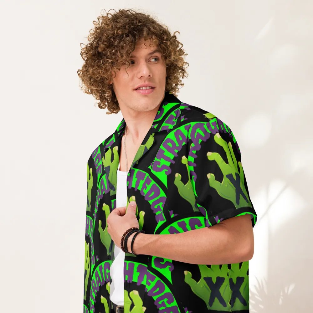 Straightedge Monster Zombie Hand Hawaiian Button Down Tee product image (7)