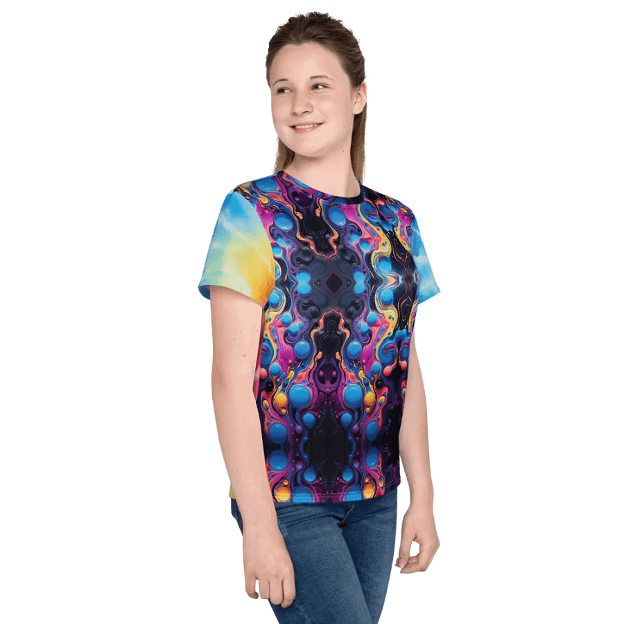 Vibrant Liquid Bubbles Tie Dye Youth T-Shirt product image (6)