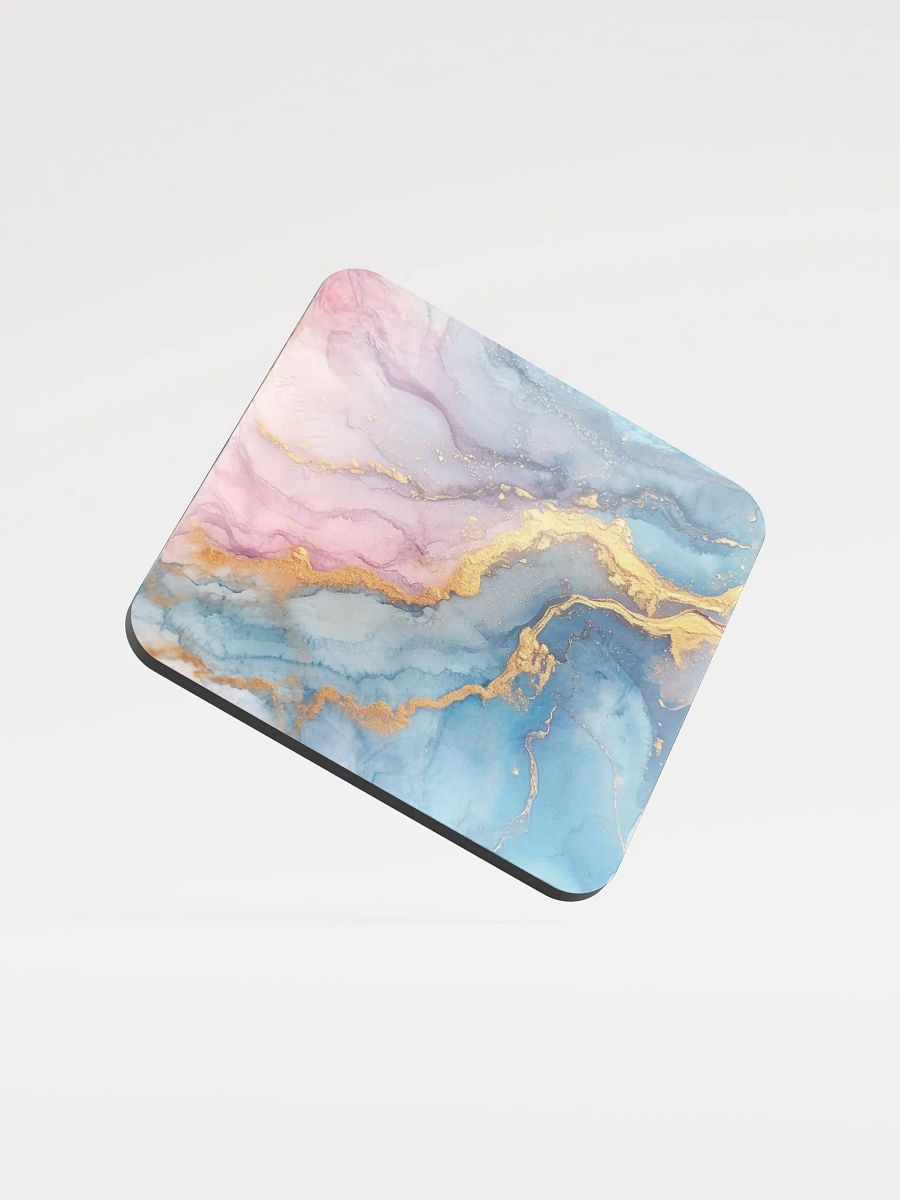 Blue Pink and Gold Alcohol Ink Glossy Cork Coaster by Treasure Pie product image (3)