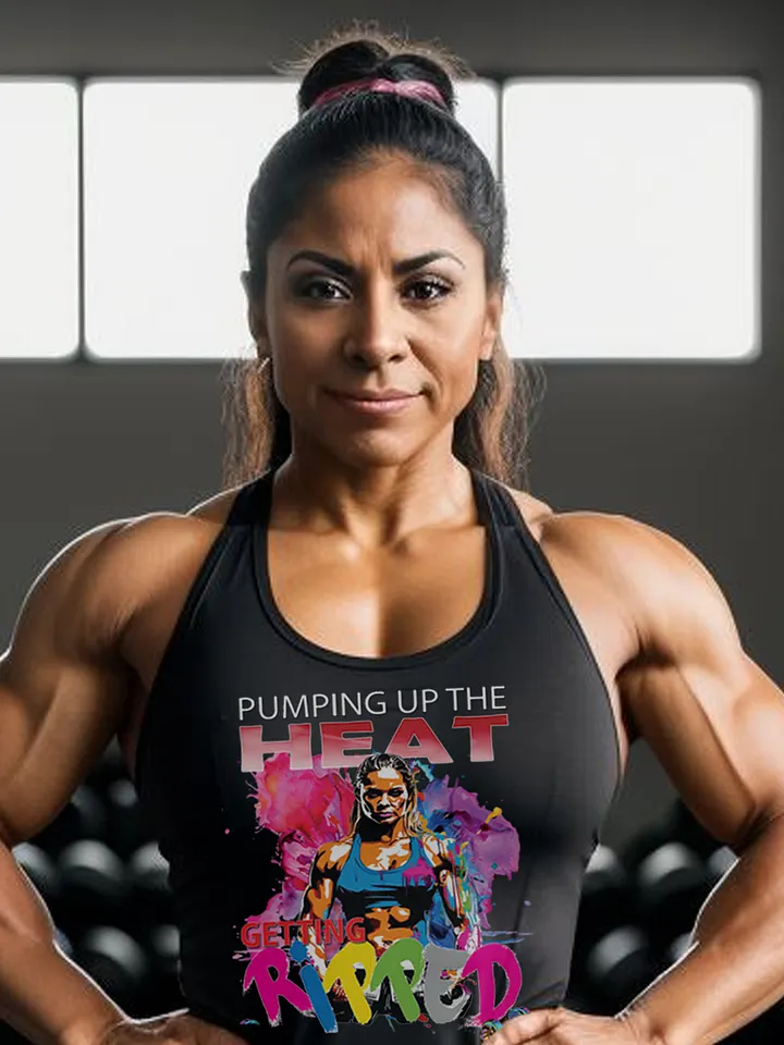 Pumping Up The Heat Getting Ripped Female Woman Bodybuilder Fitness Gym Tank Top product image (2)