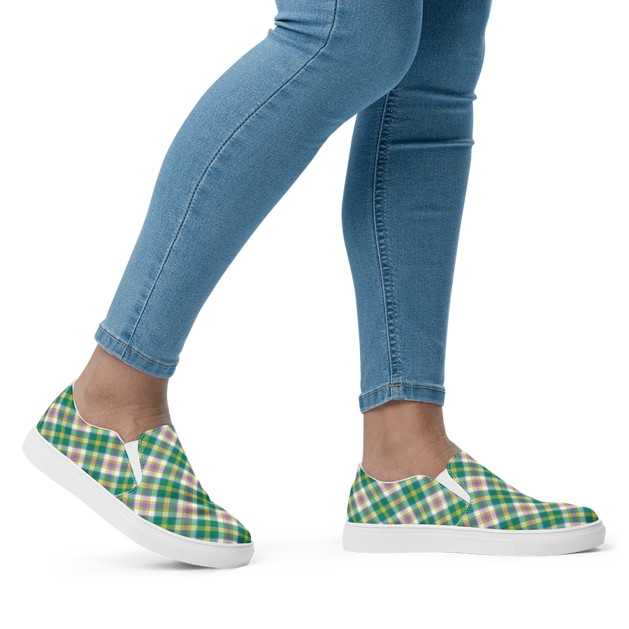 Seafoam Green and Purple Plaid Women's Slip-On Shoes product image (7)
