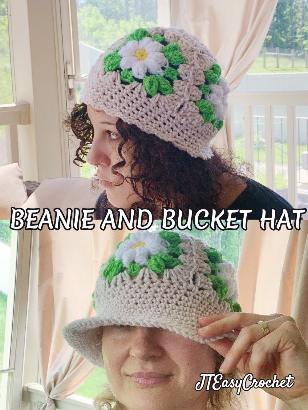 Granny Square Hat Crochet Pattern and VIDEO Sun Hat Beanie Bucket Hat With Brim product image (4)