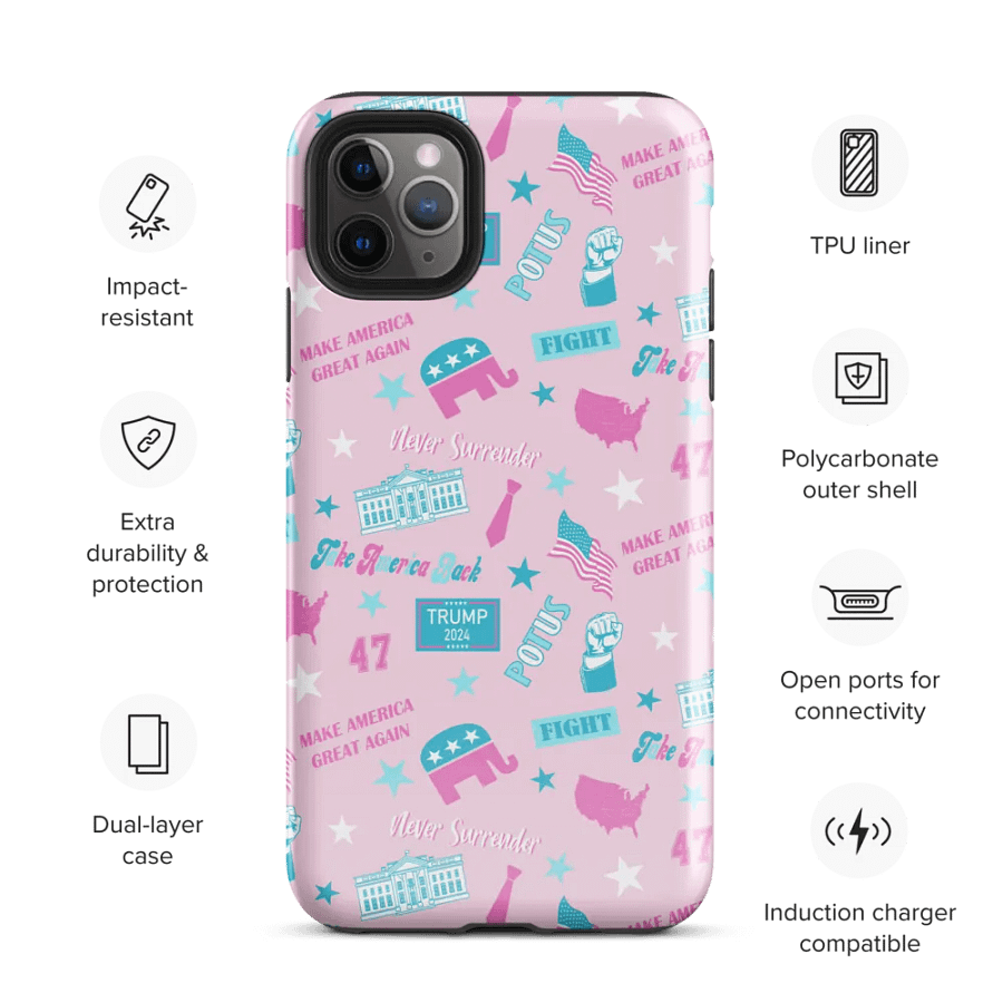 Trump 2024 Election-Themed Patriot Make America Great Again Pink Pattern Phone Case for iPhone product image (35)