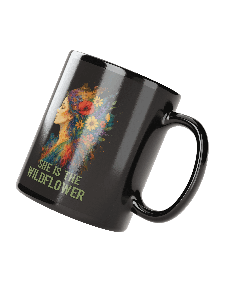 She Is the Wildflower Black Mug – Boho Floral Naturecore Coffee Cup (11oz & 15oz) product image (3)