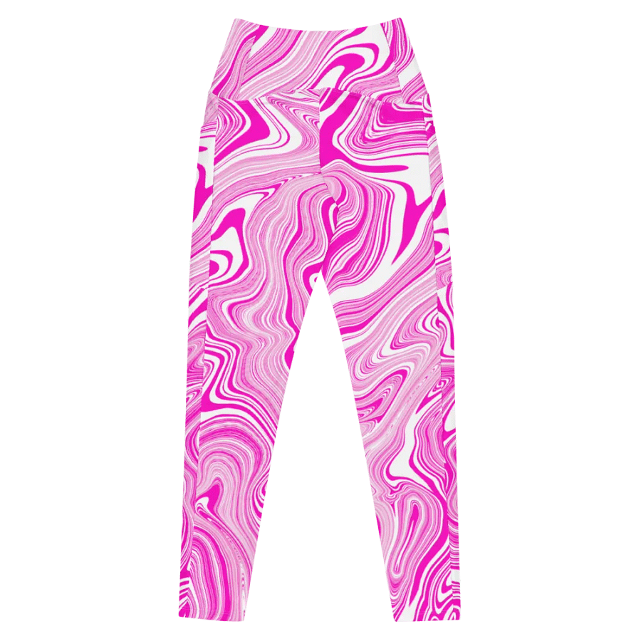 Leggings with Pockets - Pink and White Liquid Swirls product image (7)