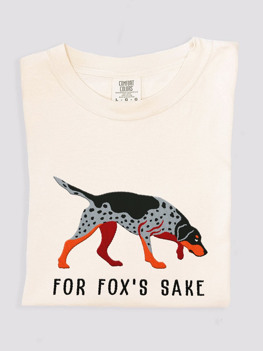 For Fox's Sake T-Shirt(Embroidered) of an American Foxhound(Blue) product image (1)