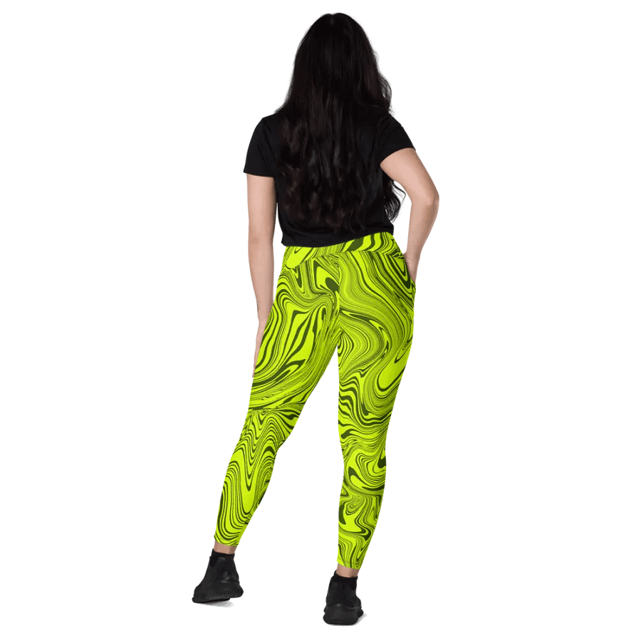 Leggings with Pockets - Abstract Yellow Swirls product image (11)