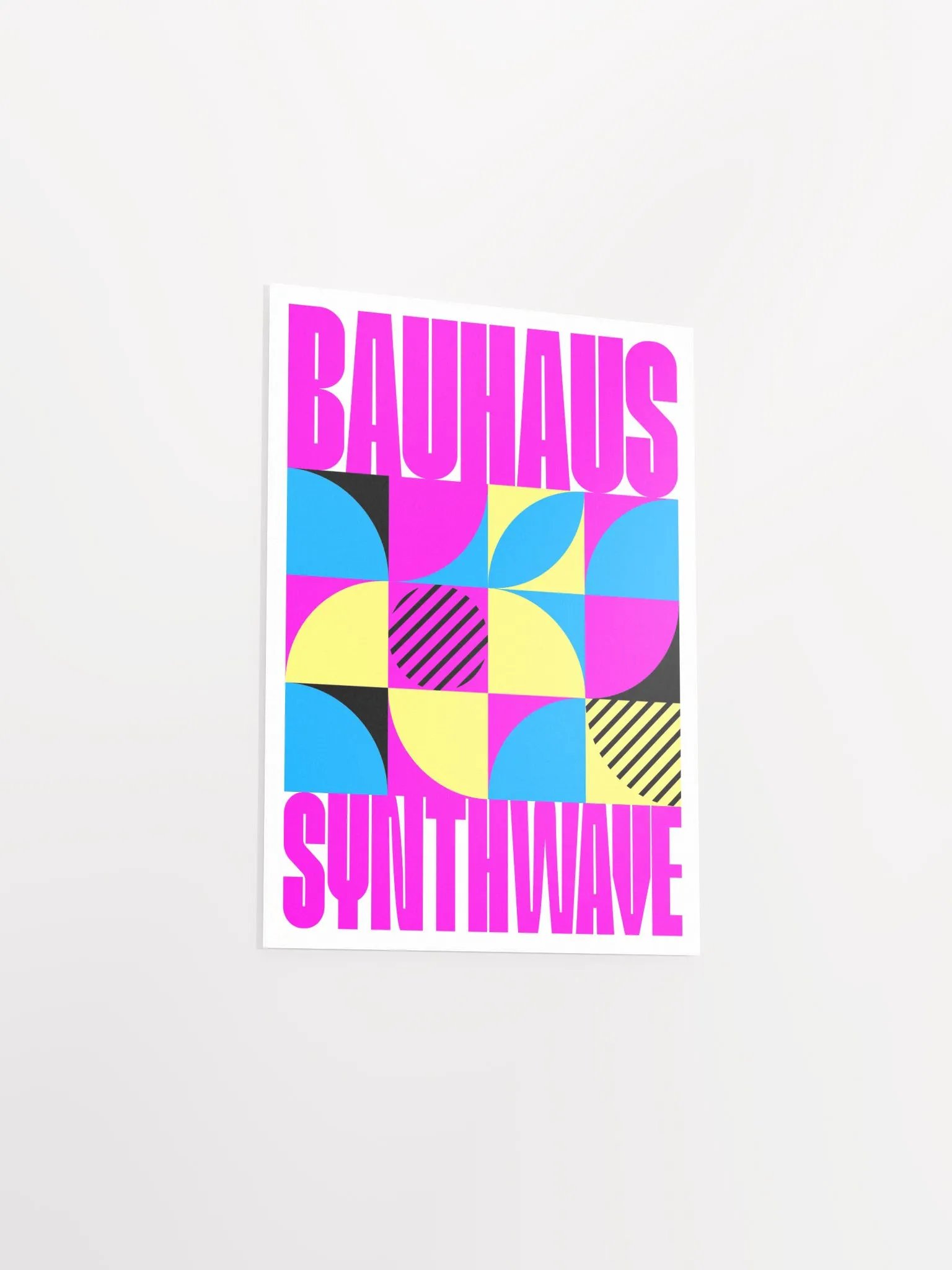 Bauhaus Synthwave #1 poster (fuchsia/magenta-blue) — abstract poster, retrowave print, vaporwave geometric art, 1980s print,1930s wall decor product image (8)
