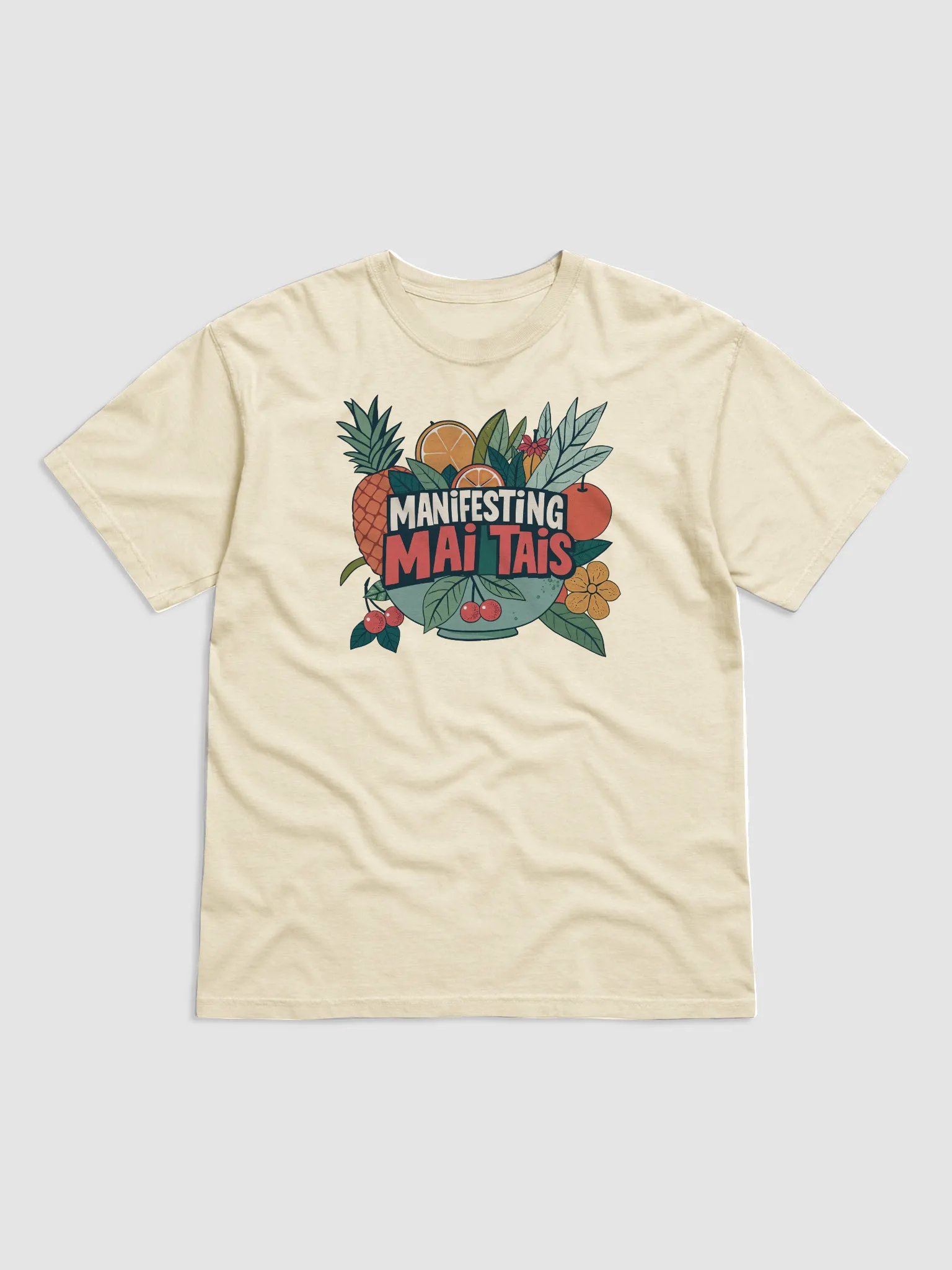 Manifesting Mai Tais Tropical T-Shirt – Vintage Fruit Graphic Tee – Retro Aesthetic Heavyweight Cotton Shirt – Beach Vibes Summer Outfit product image (3)