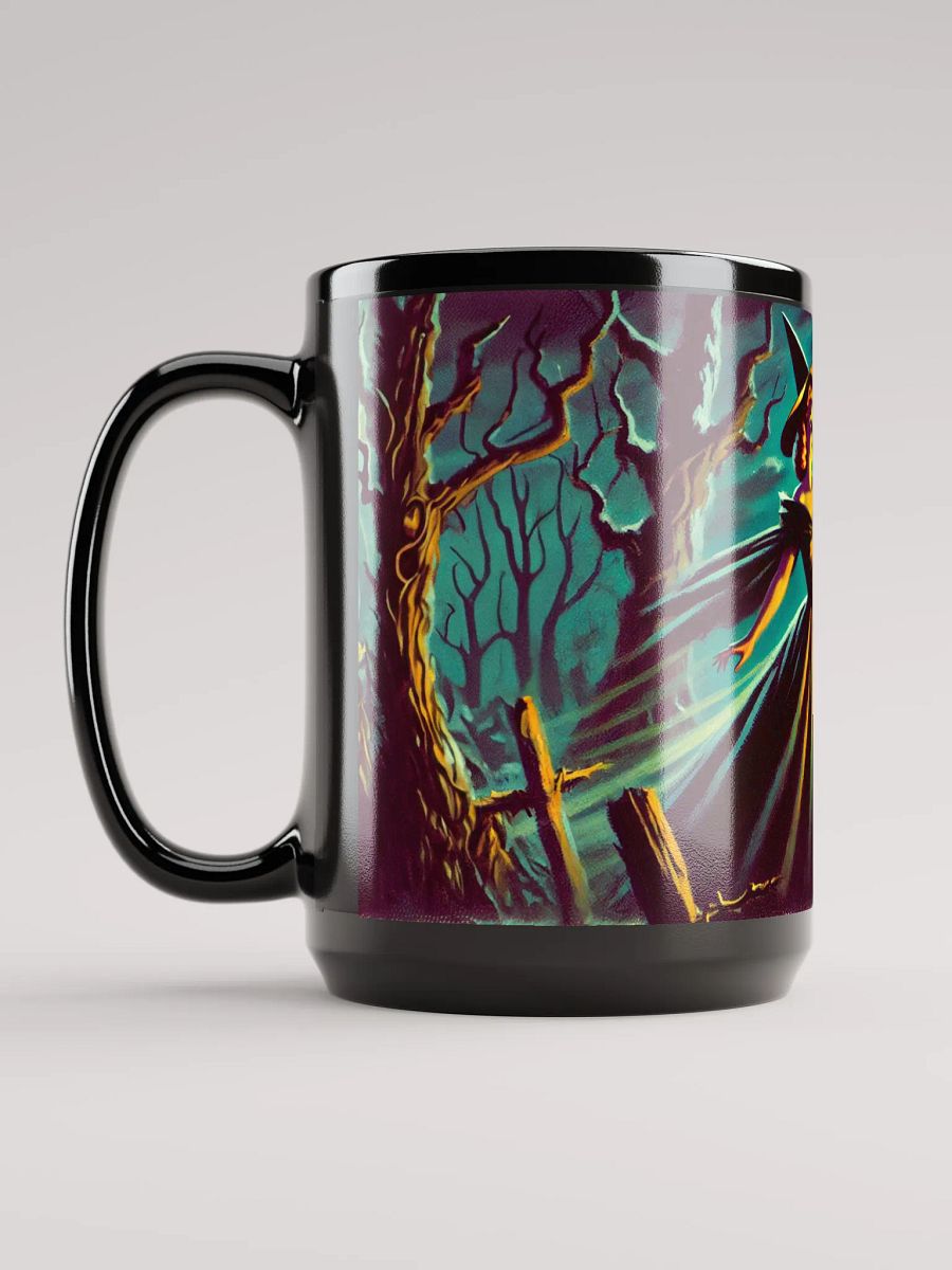 Witch in the Woods at Night Halloween - Glossy Black Mug 15 oz product image (6)