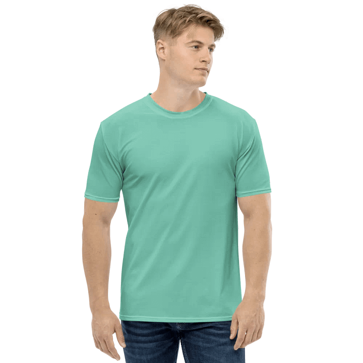 Plain Light Pastel Green Light Summer Men's Crewneck Polyester Heavyweight Premium T-Shirt by Treasure Pie product image (1)