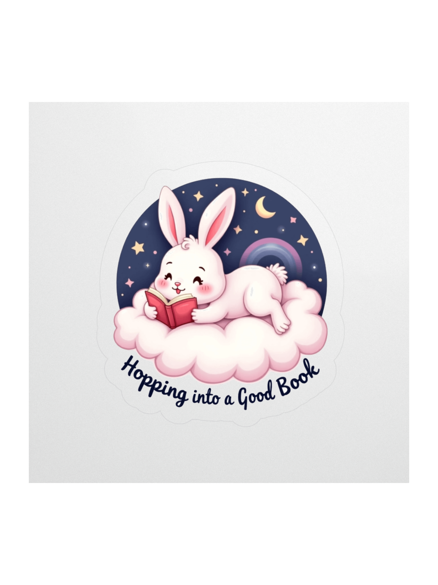 Hopping into a Good Book – Cute Bunny Sticker product image (1)
