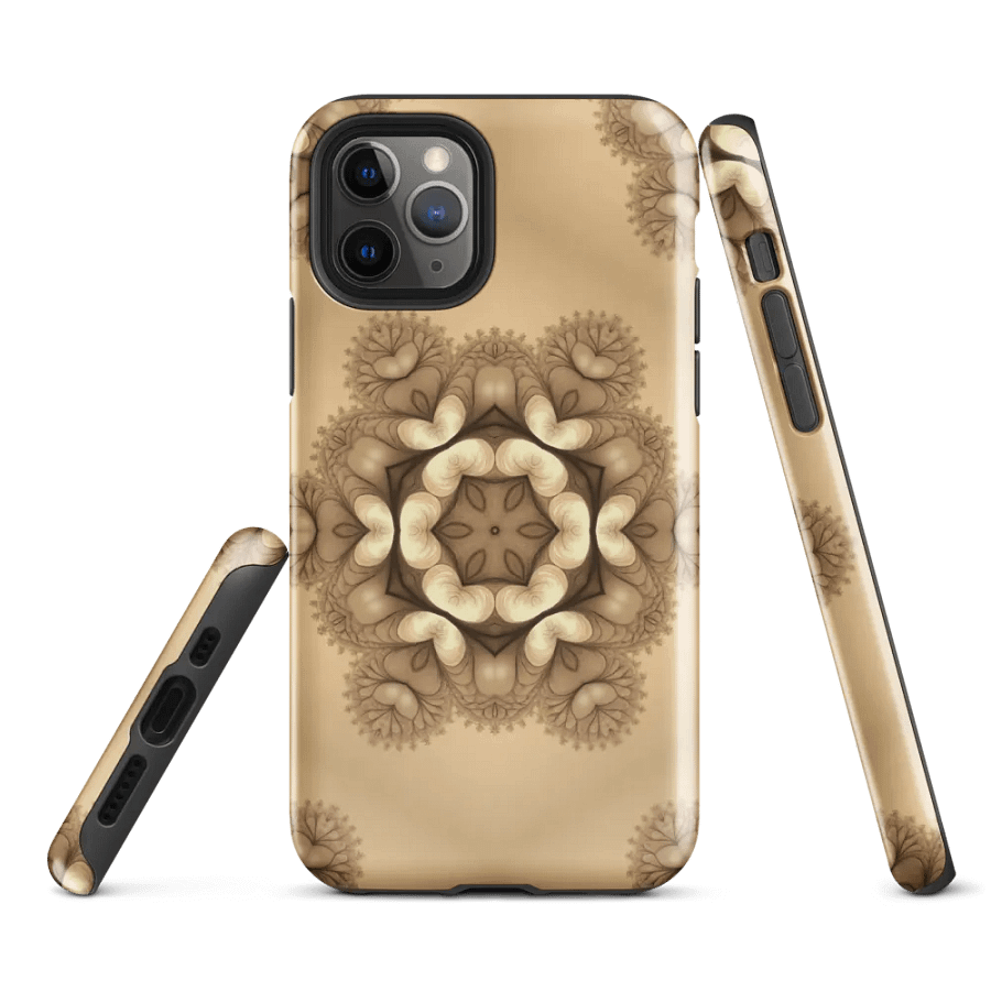 Tough Phone Case for iPhone® - Brown and Beige Geometric Snowflake Design product image (1)
