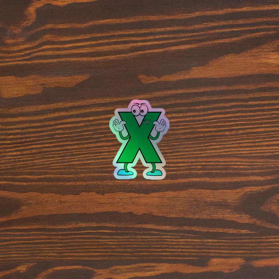 X Letter Cartoon Character Holographic Sticker product image (5)