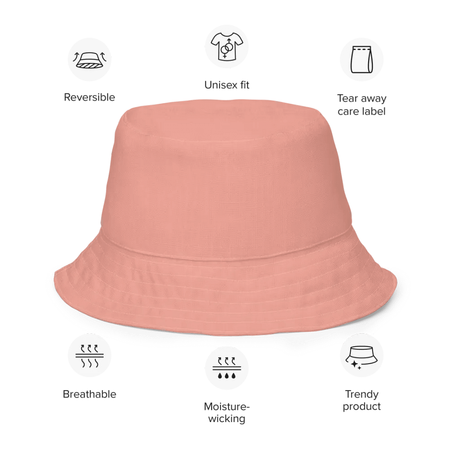 Retro Flowers Coral Reversible Bucket Hat product image (7)