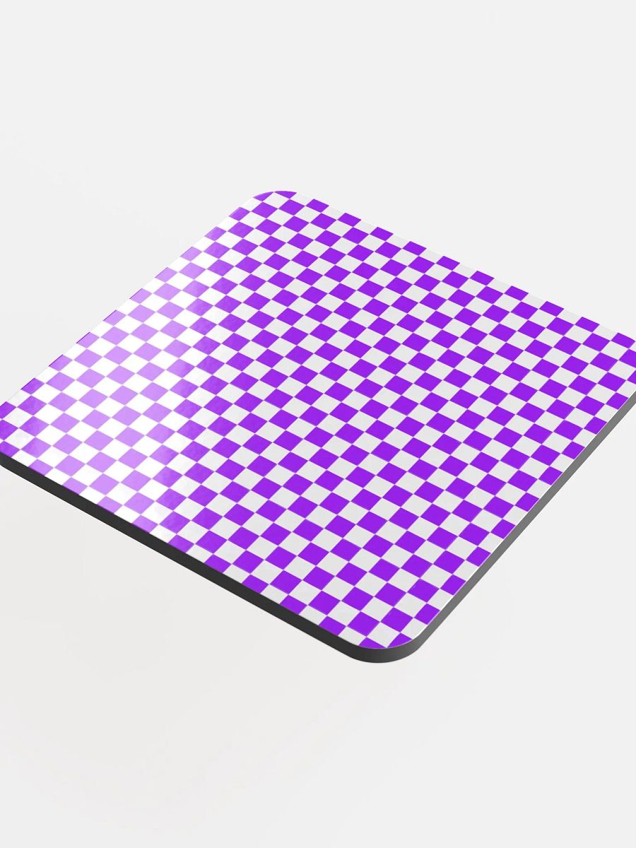 Checkers! Purple and White Checkered Cork Coaster product image (4)
