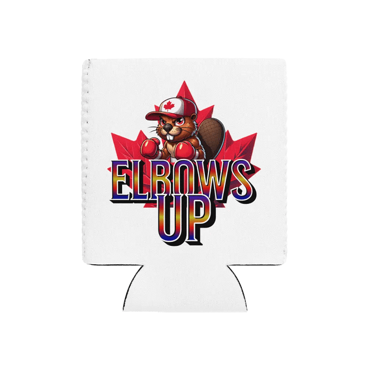 Elbows Up Maple Leaf Beaver Boxing Mauler Can Cooler product image (1)