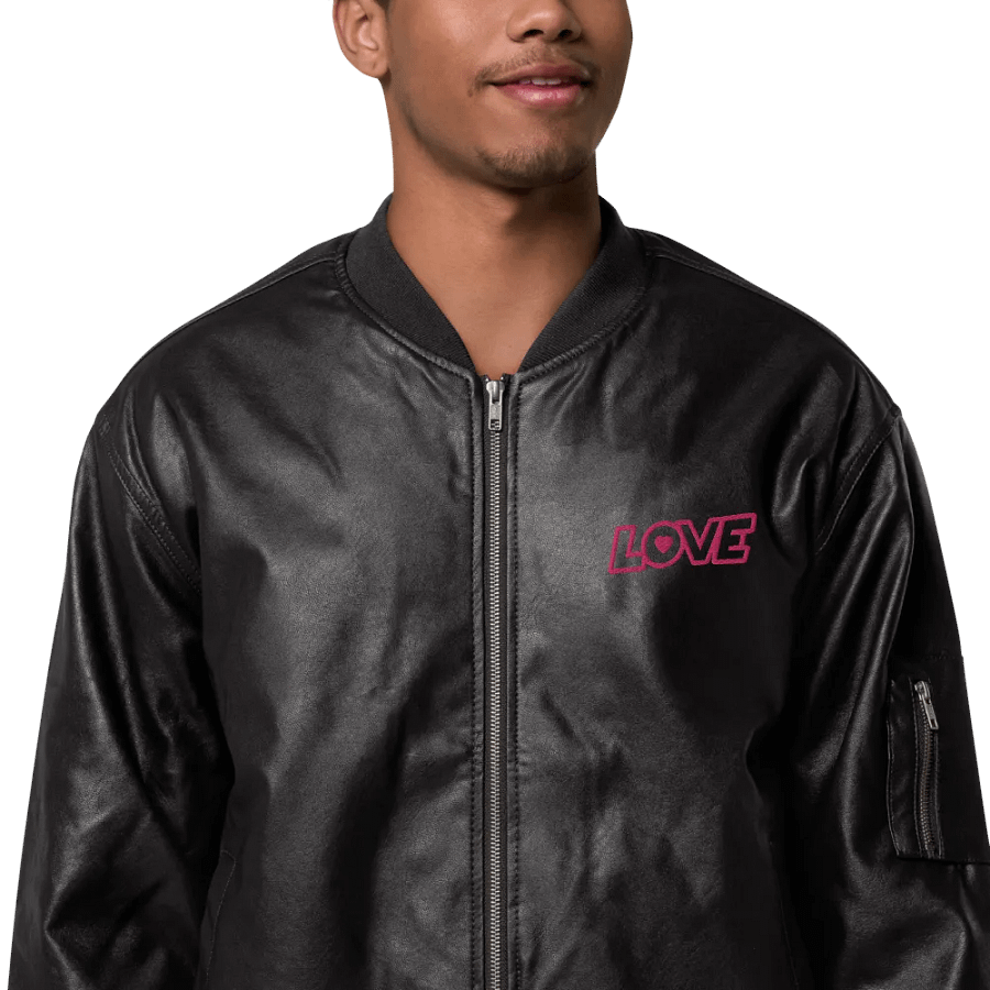 Love : Threadfast Apparel Faux Leather Bomber Jacket product image (1)