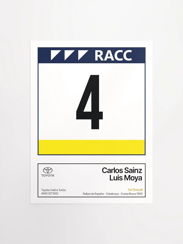 A3 Poster / Carlos Sainz / 1992 Rallye de España - Catalunya - Costa Brava Number 4 product image (1)
