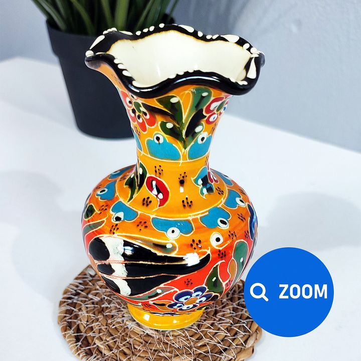 Ceramic small vase (yellow), Turkish Iznik style — handmade pottery, handmade ceramic, home decor, handmade gift, Turkish ceramic product image (2)