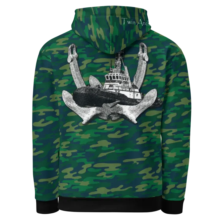 Teal Camouflage Twin Anchor Marco tug Hoodie product image (1)