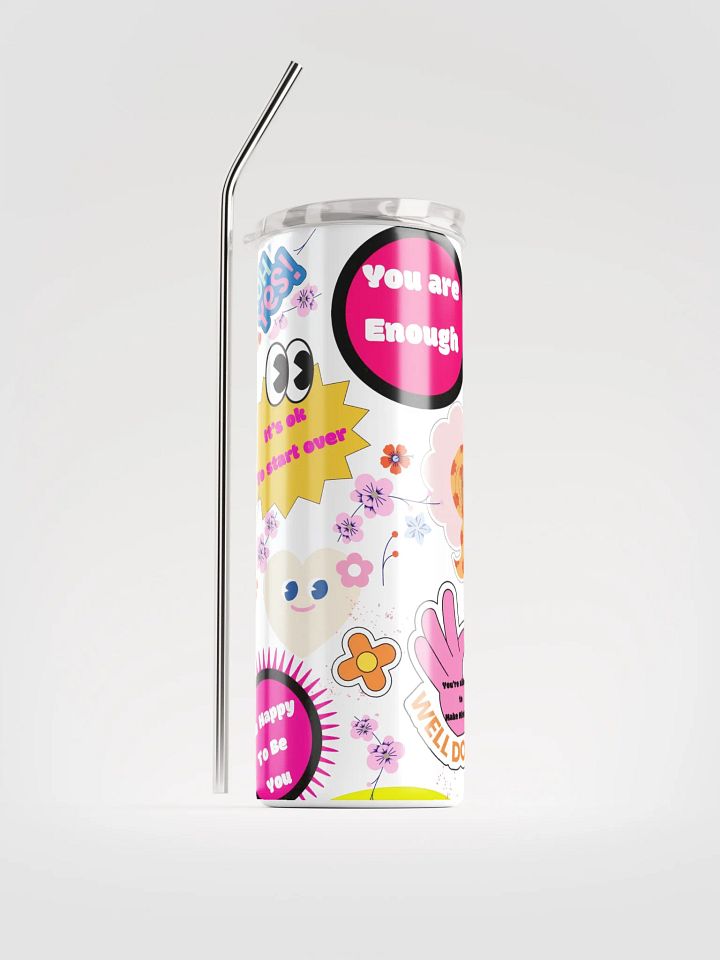 Positive Vibes 20 oz Stainless Steel Tumbler with leak proof lid, Classic Tumbler Mug Flasks product image (1)
