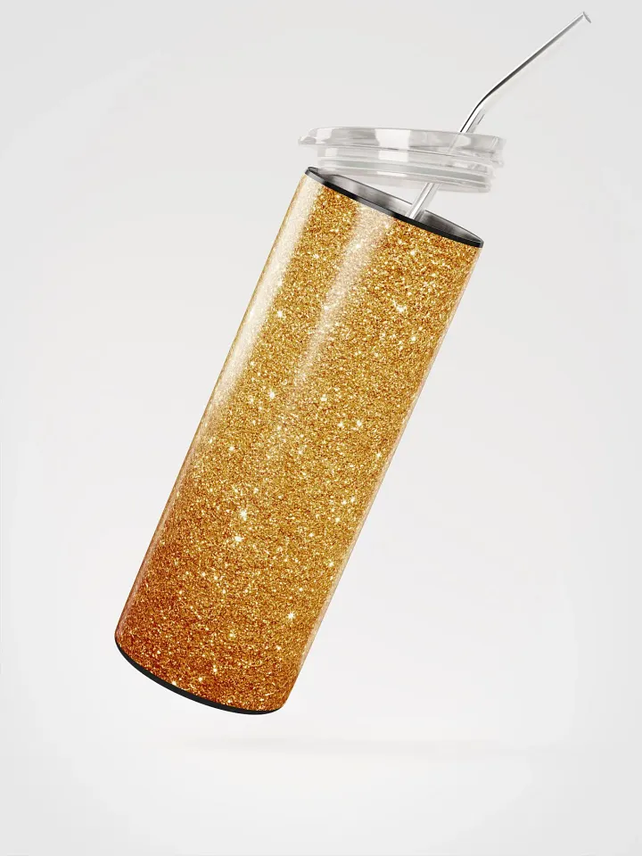 Shimmering Gold Glitter Stainless Steel Tumbler | Eco-Friendly 20oz with Reusable Straw product image (2)