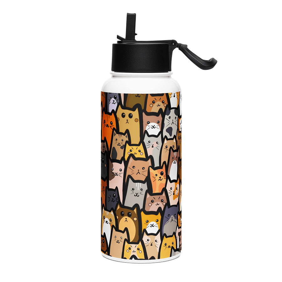 "Cats" Water Bottle With Screw Top And Straw product image (3)