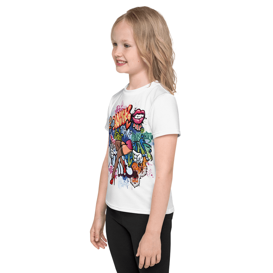 Kids Crew Neck T-Shirt Girl Graffiti All-Over Print product image (3)