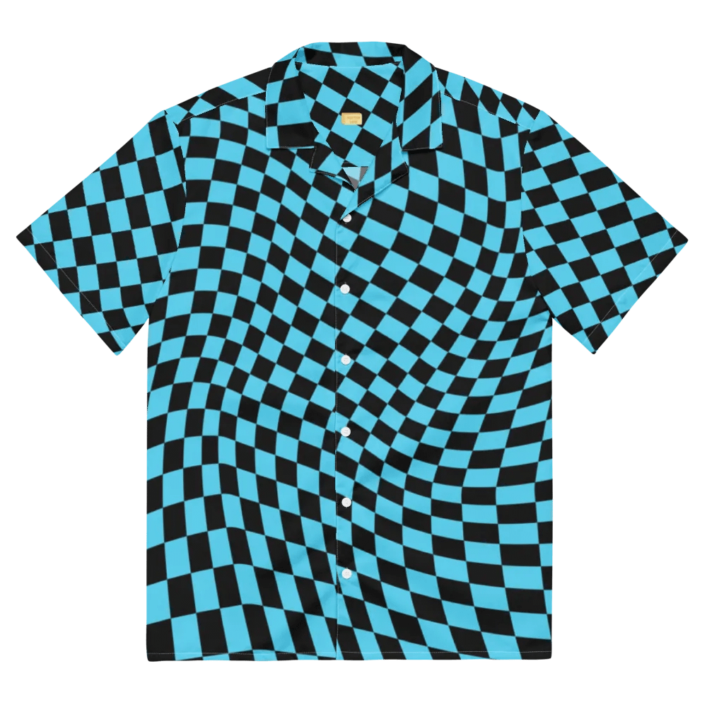 Vintage Retro Distorted Checkerboard Unisex Hawaiian Shirt product image (2)