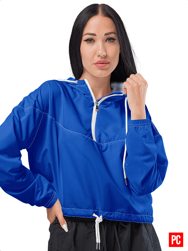 Plain Color Absolute Blue Cropped Windbreaker product image (1)