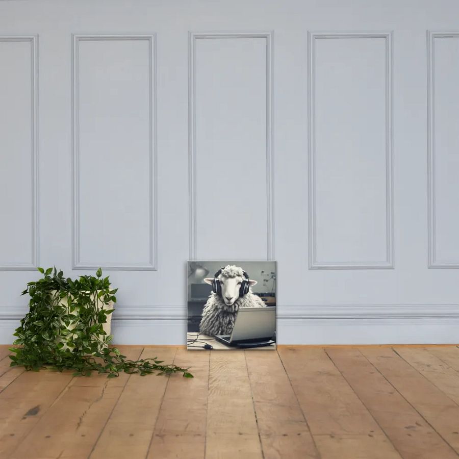 Sheep With Headphones And Laptop Wall Art product image (5)