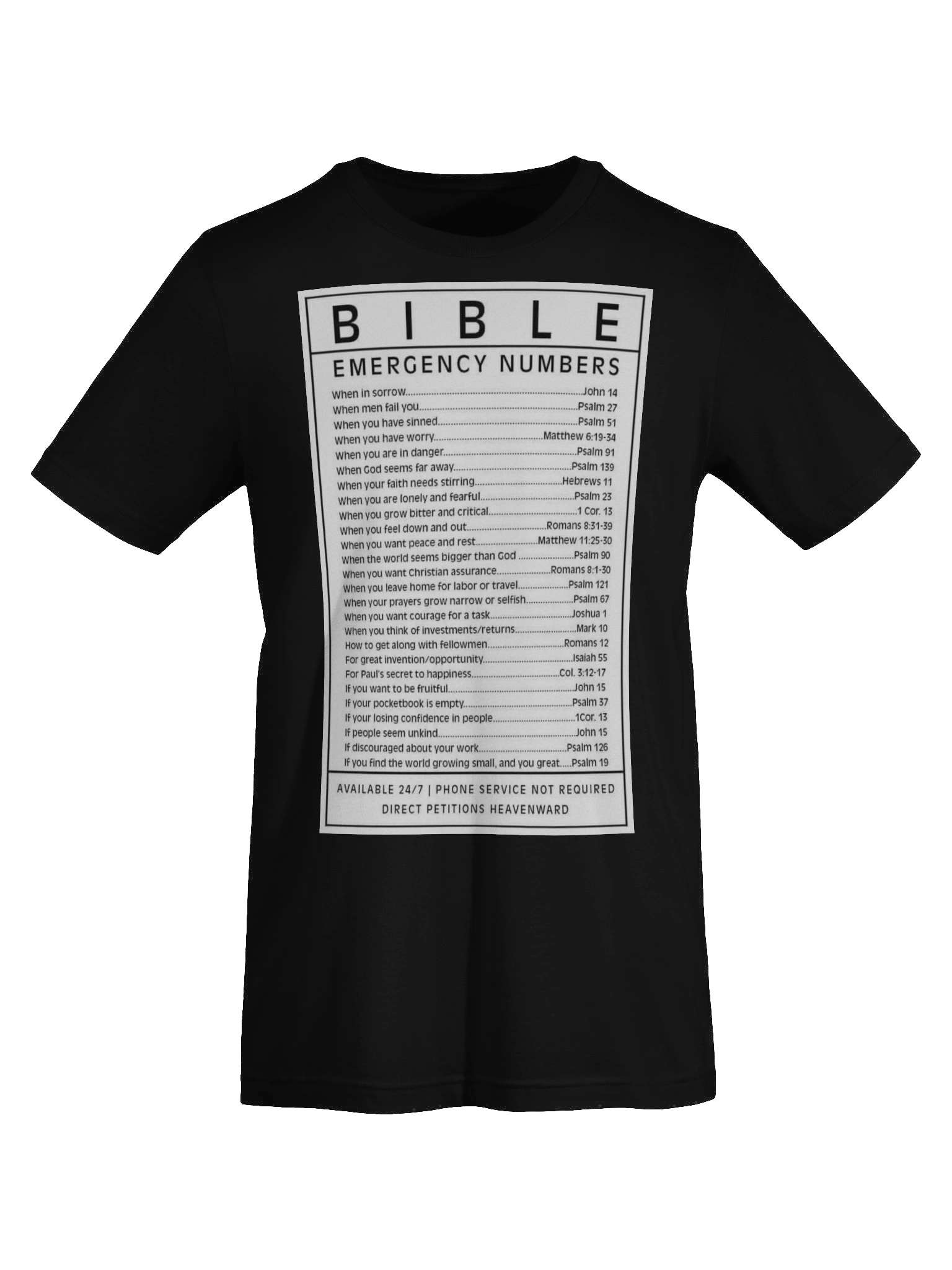 Bible Emergency Numbers T-Shirt product image (7)