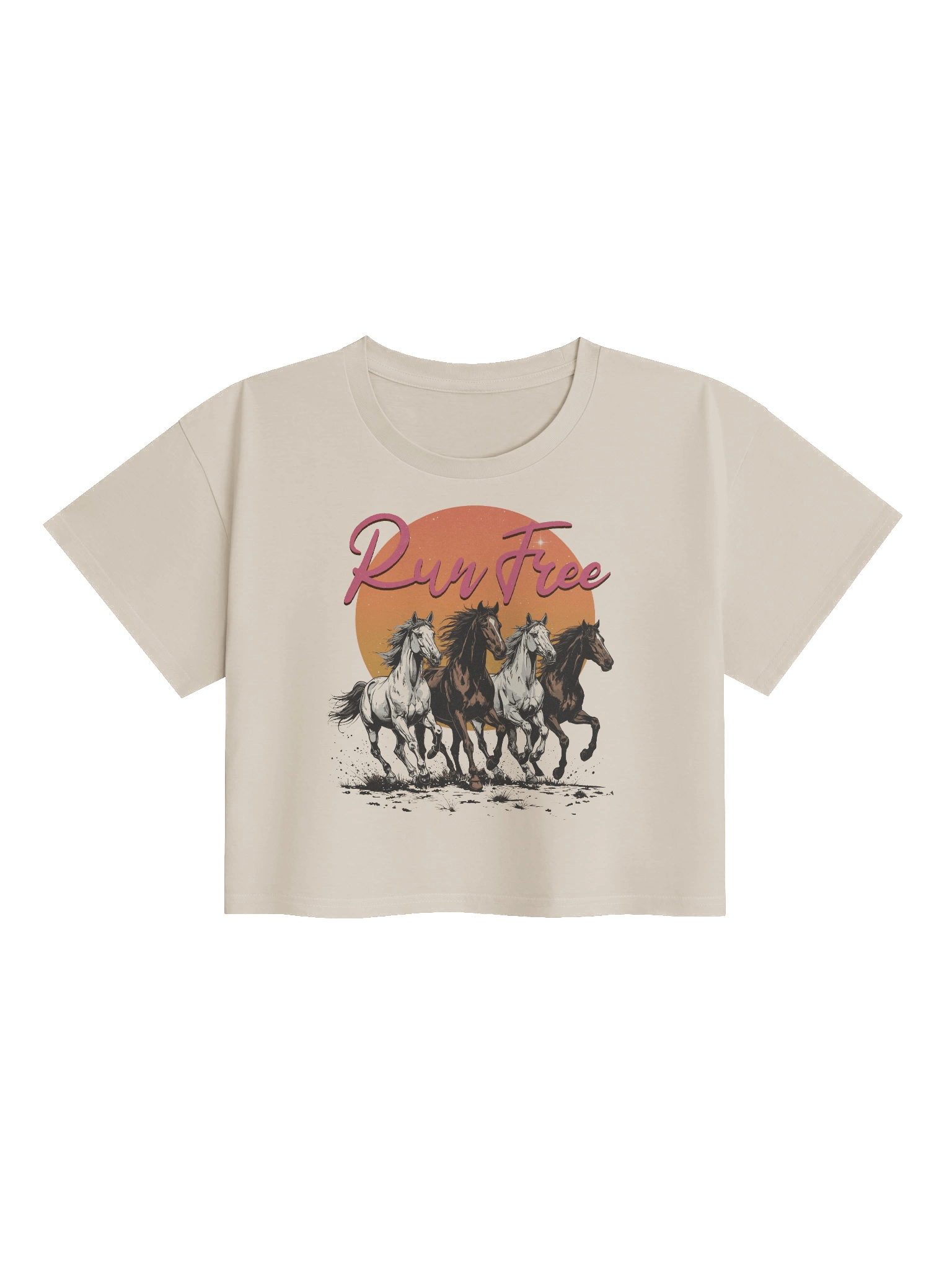 The "Run Free" Retro Horses Premium Crop Top product image (14)