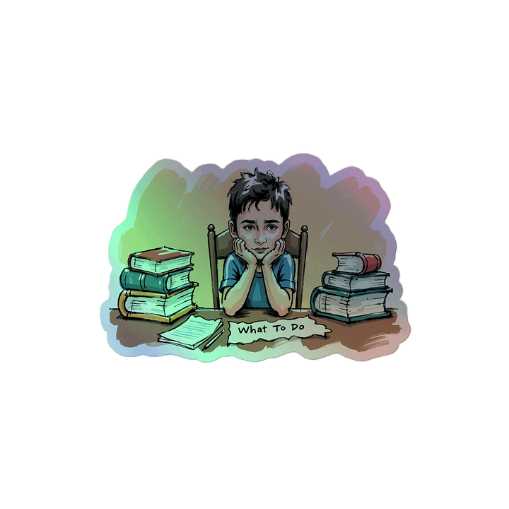 Diligent Student Contemplating Homework Holographic Sticker product image (2)