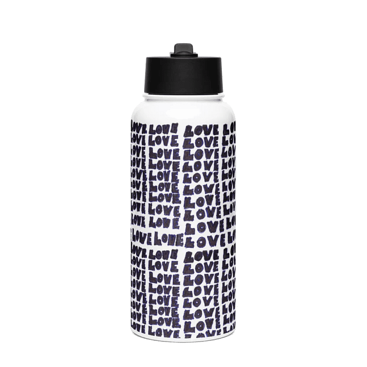 Love Stainless Steel Water Bottle with a Straw Lid in White product image (1)