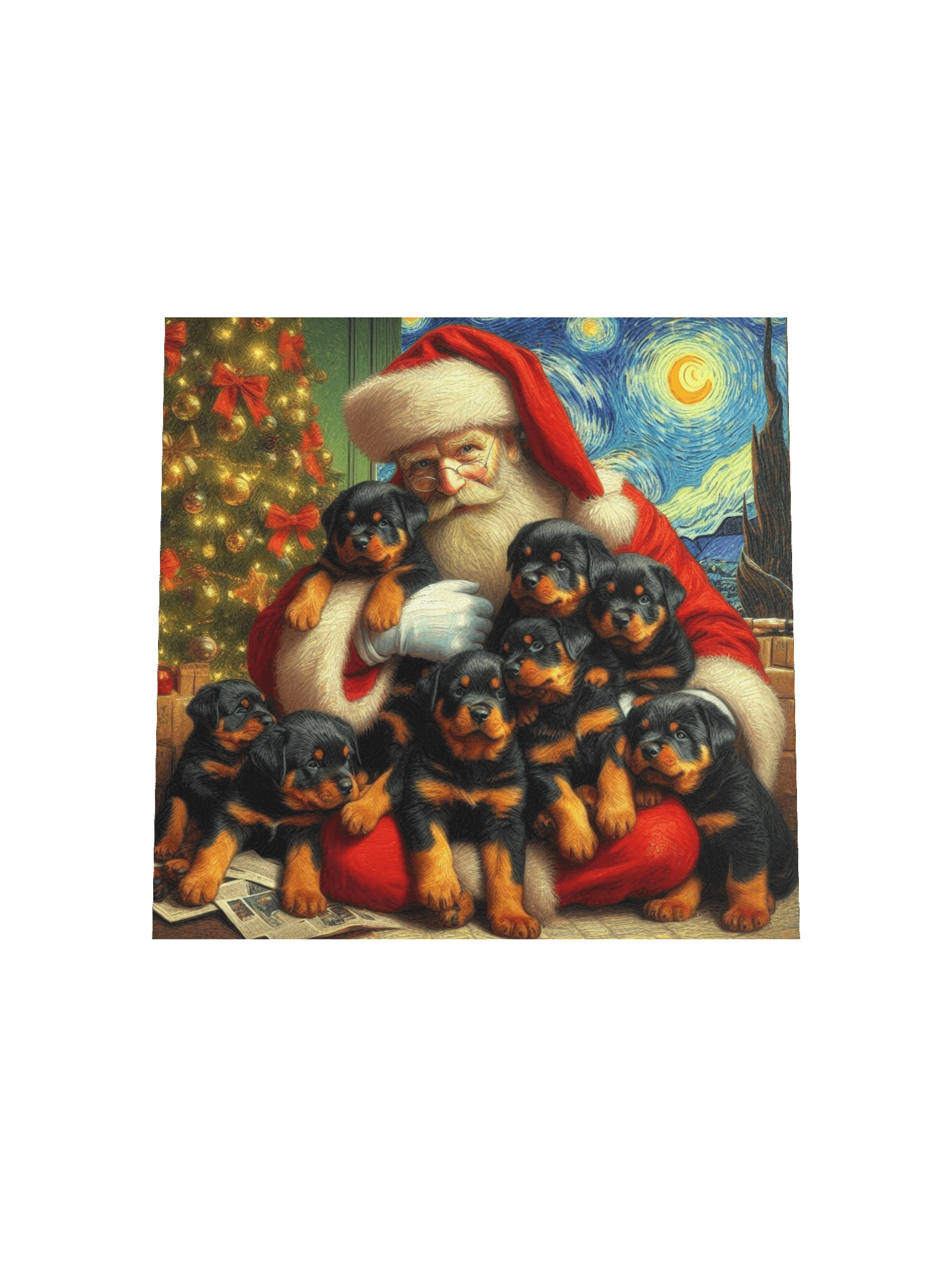 Rottweiler Santa Paws Starry Night Poster product image (18)