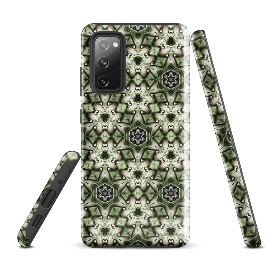 Tough Phone Case for Samsung® - Green and Beige Hex Geometric Pattern product image (1)