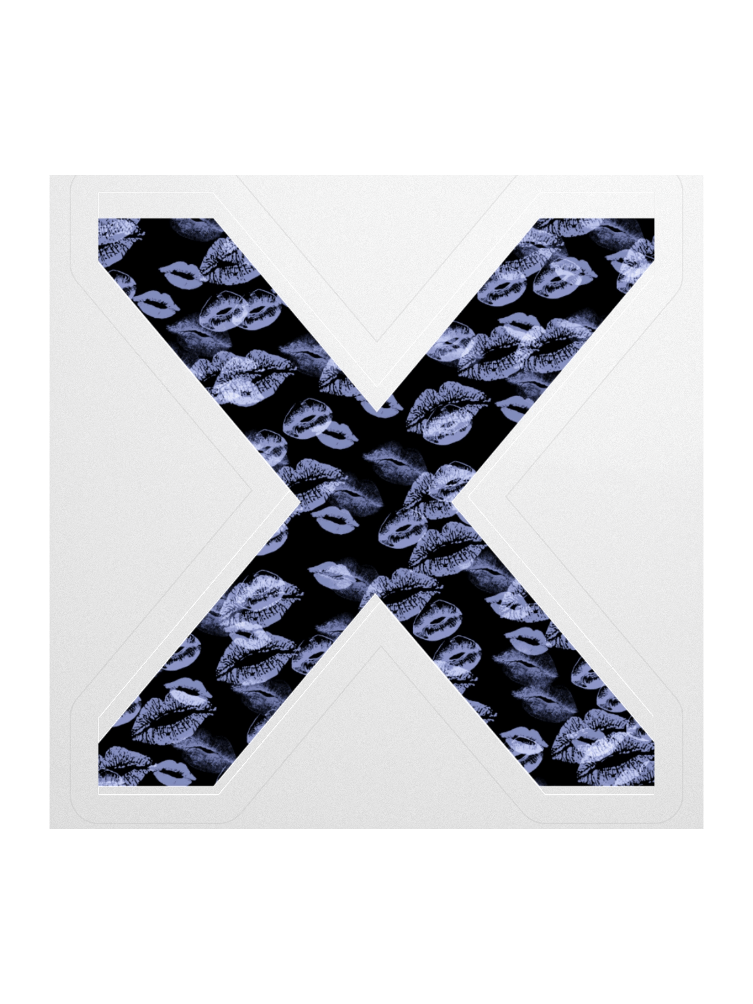 Black X Light Blue Lipstick Kisses | Kiss-cut Sticker product image (1)