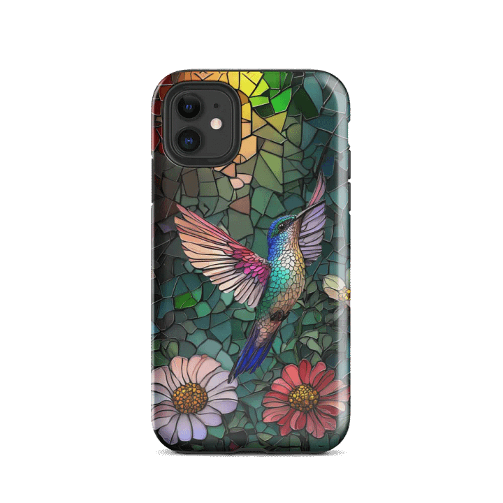 Stained Glass Pattern Hummingbird iPhone® Tough Case product image (47)