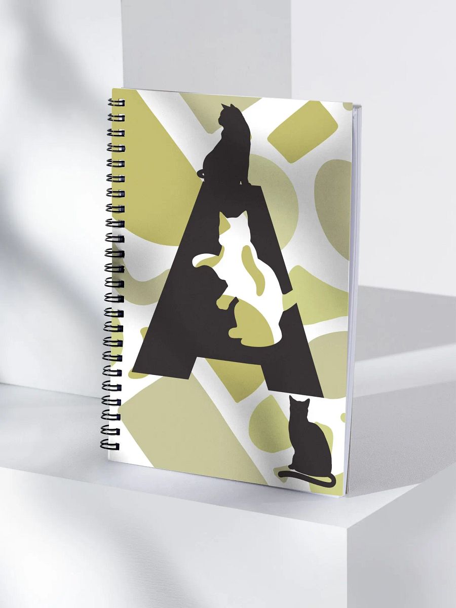 Monogram Letter A Cat Lover Geometric Greens Notebook product image (4)