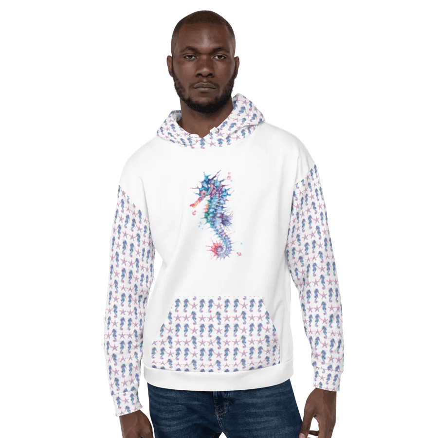 Vibrant Watercolour Seahorse Dreams Hoodie product image (8)