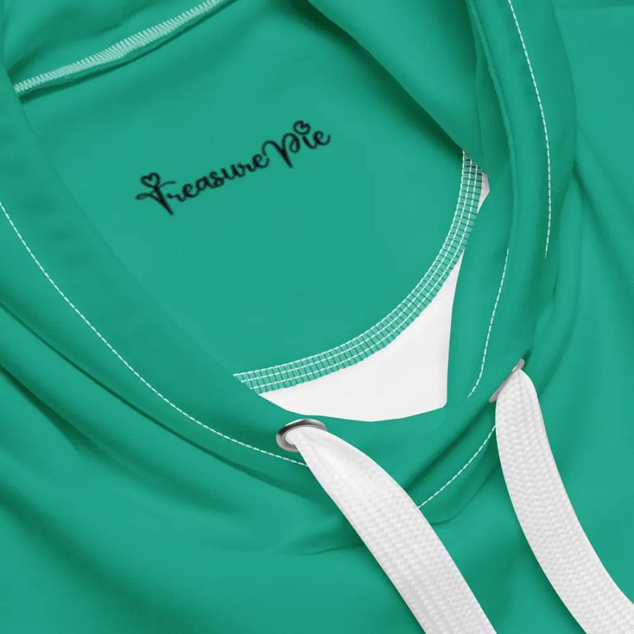 Plain Medium Sea Green Light Summer Unisex Recycled Polyester Heavyweight Premium Hoodie by Treasure Pie product image (9)
