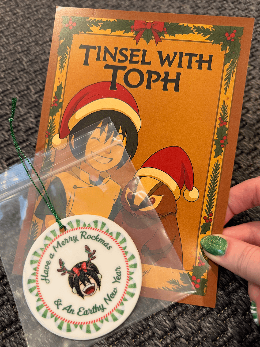 Tinsel With Toph Ornament & 5x7 - $ for the Braille Institute product image (1)