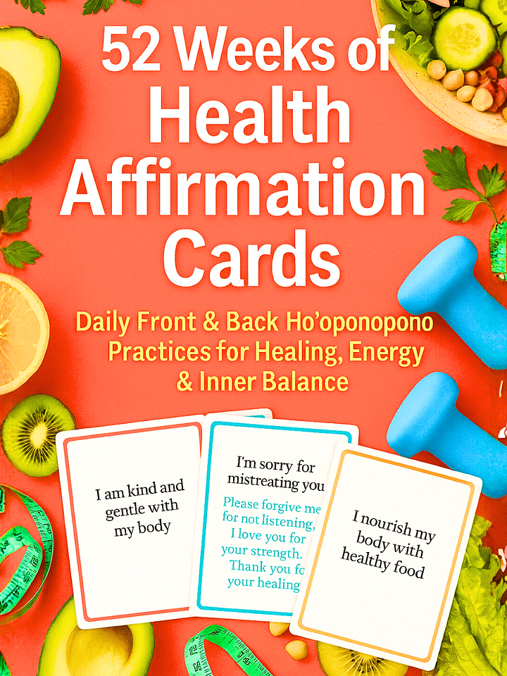 52 Weeks of Health Affirmation Cards | Daily Front & Back Ho’oponopono Practices for Healing, Energy & Inner Balance product image (2)
