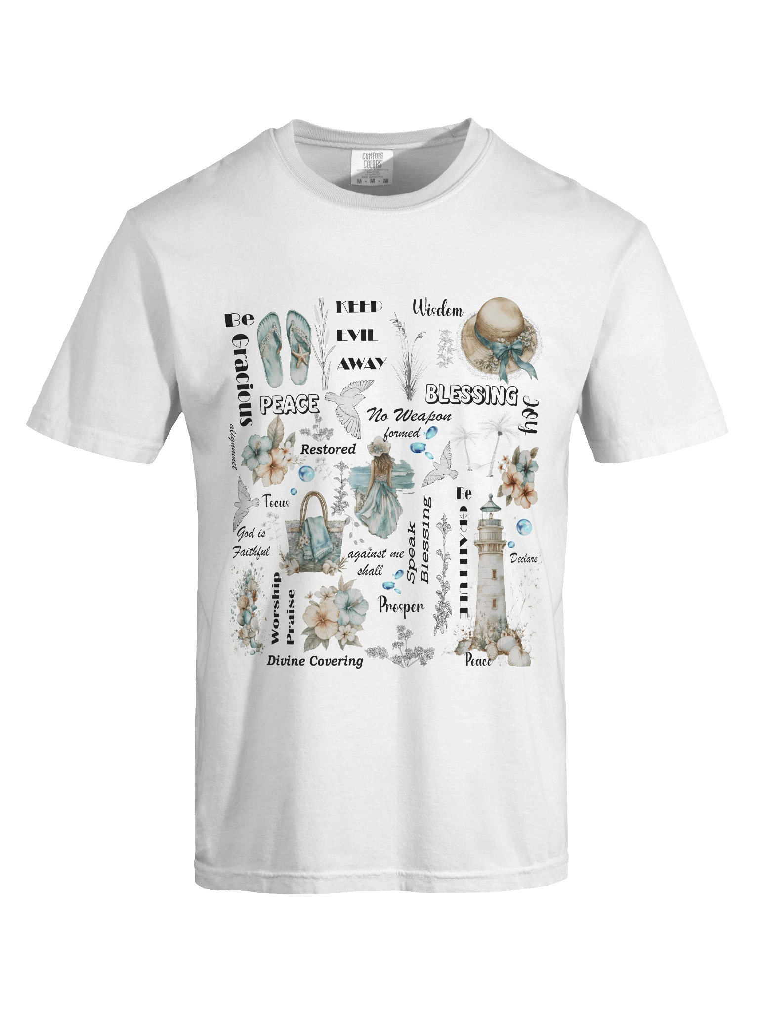 Inspirational Comfort Colors T-Shirt, Cottagecore Floral, Speak Blessing, Faith Quotes Tee product image (5)
