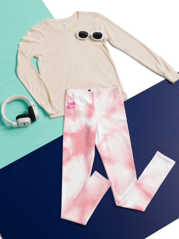 🎨 Girls’ | Youth | Pink & White Tie-Dye | BRN.2C.C.™ | Leggings 💫 product image (8)